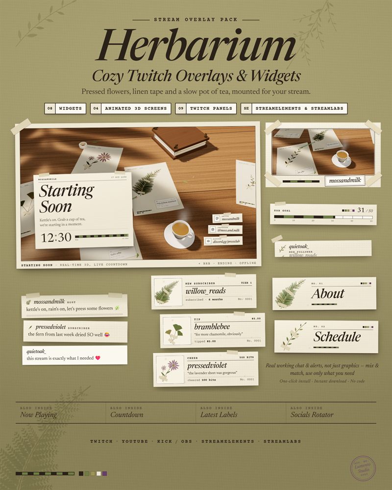 Herbarium Twitch overlay pack preview