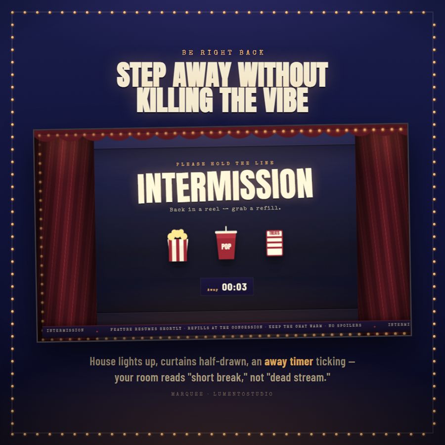 Marquee animated Be Right Back screen