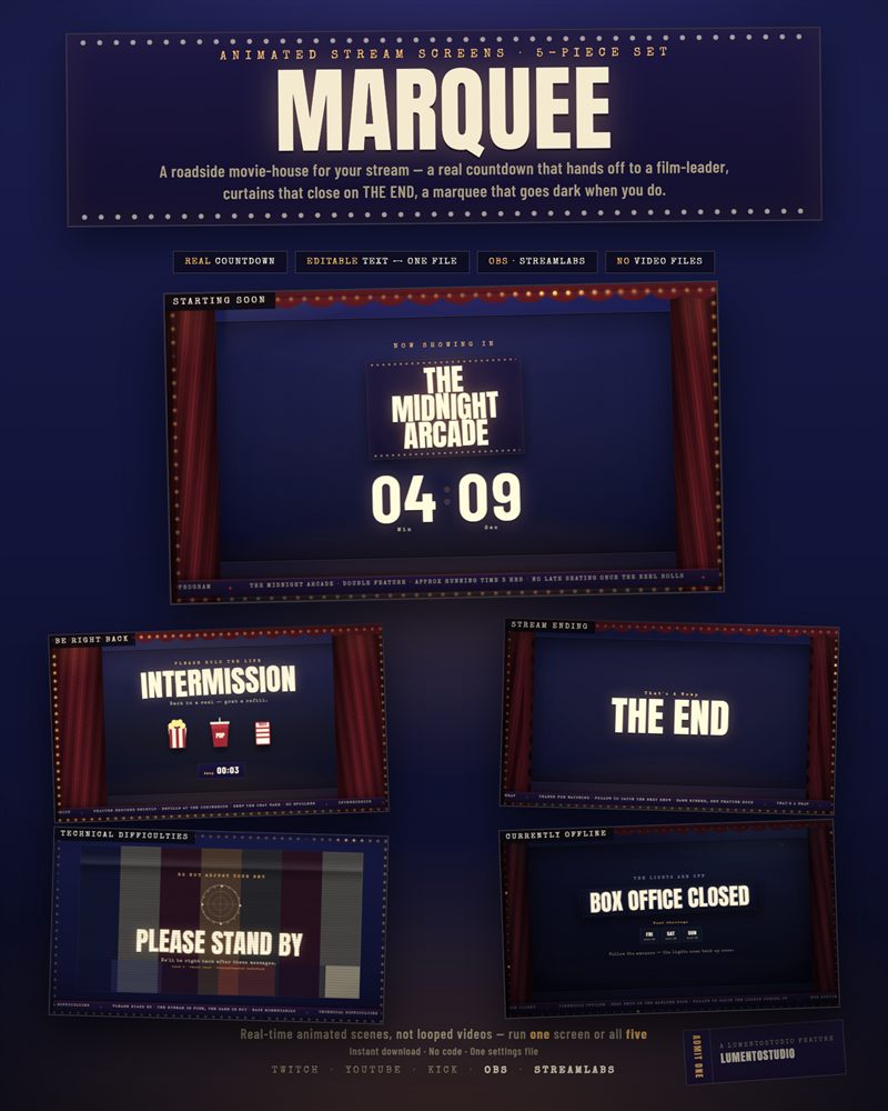 Marquee animated stream screens preview